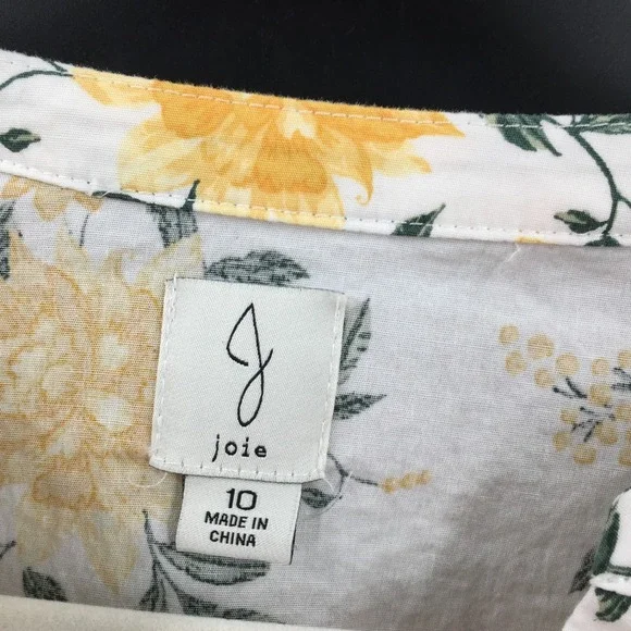 Joie White yellow floral puff sleeve mini dress Azaleia spring summer flirty 10 - Picture 7 of 16